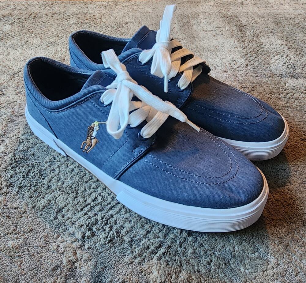 Polo Ralph Lauren Faxon Low Sneaker Men's Size 8.5 D Blue Shoes Logo Emblem